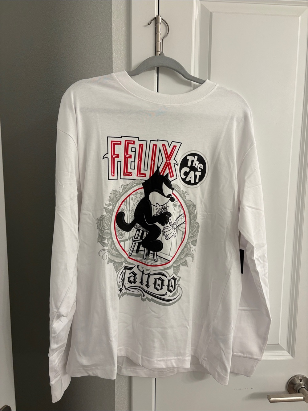 Universal Studios Felix The Cat Tattoo White Graphic Long-Sleeve Shirt
